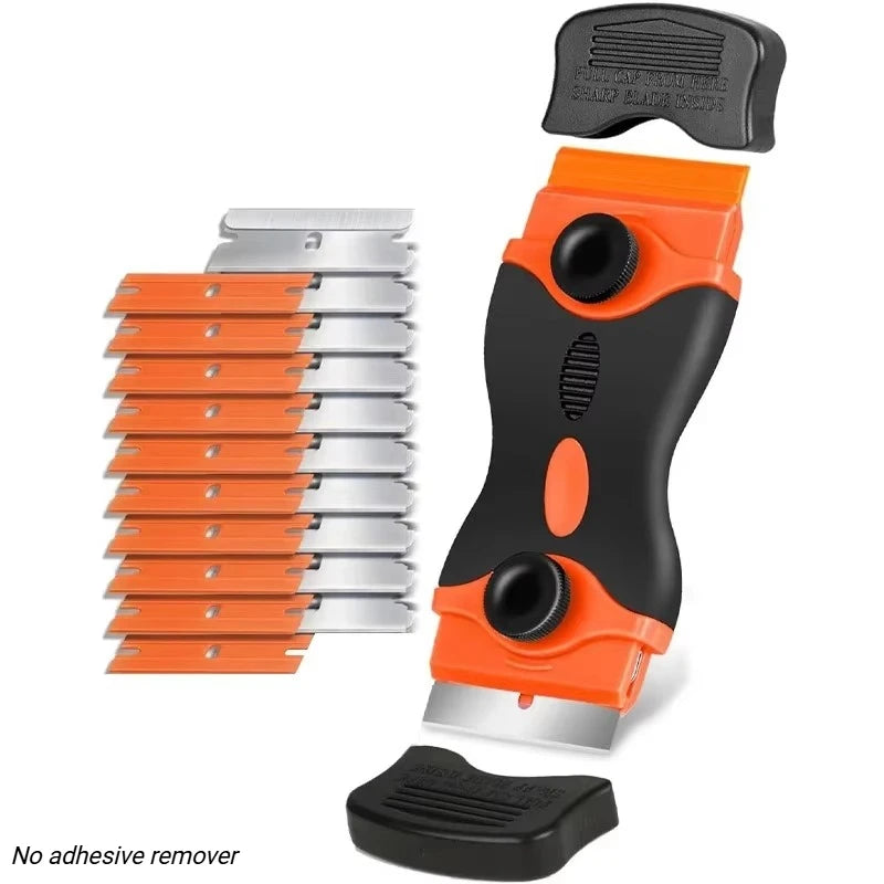 Multi-Use 50ml Sticker Remover Liquid Razor Scraper 20 Blades Kit for Car Home Glass Decal Tint Label Glue Residue Fast Cleaning Oasis Select Only scraper