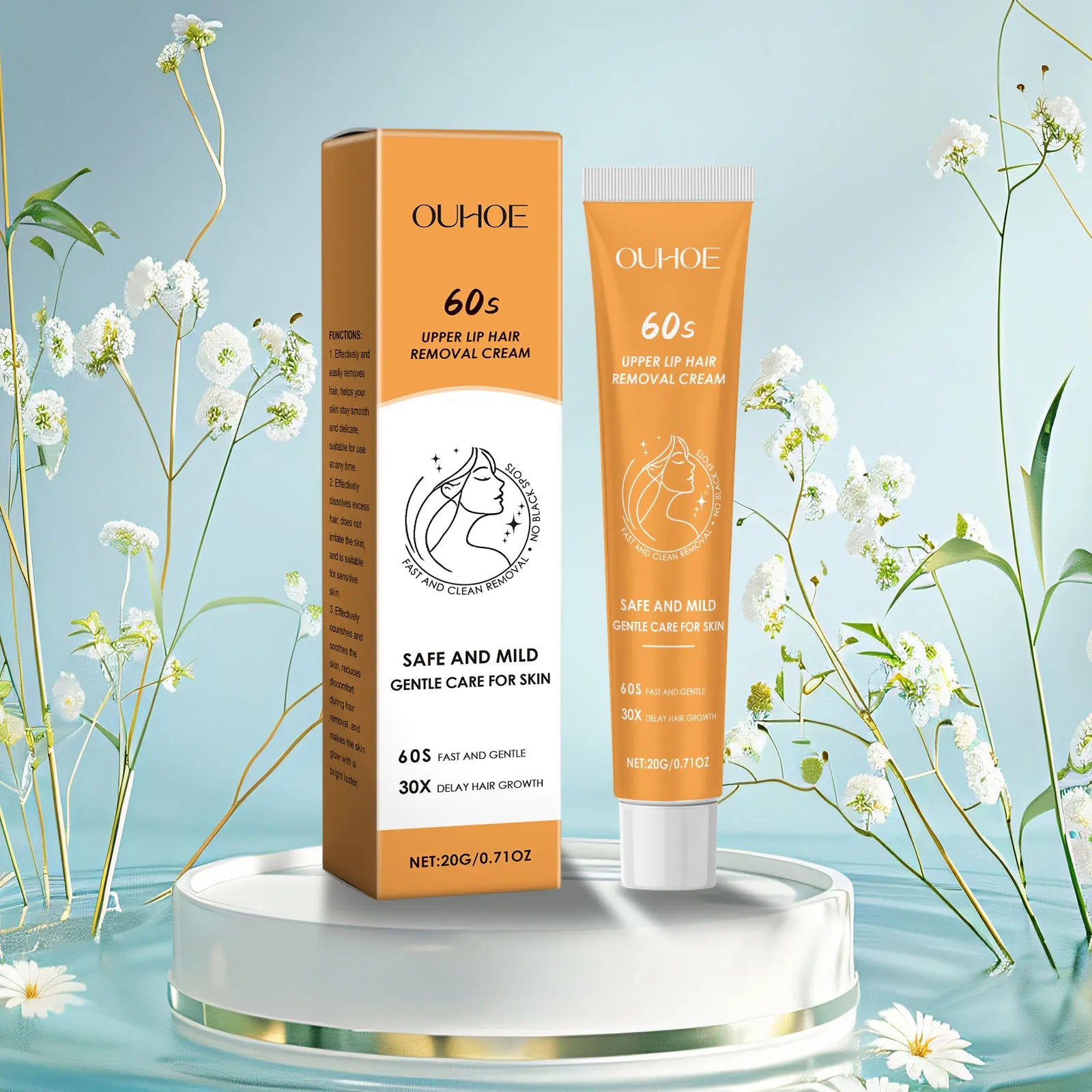 Ouhoe Hair Removal Cream – Fast Gentle Lip & Underarm Depilatory Hair Removal Cream Oasis Select