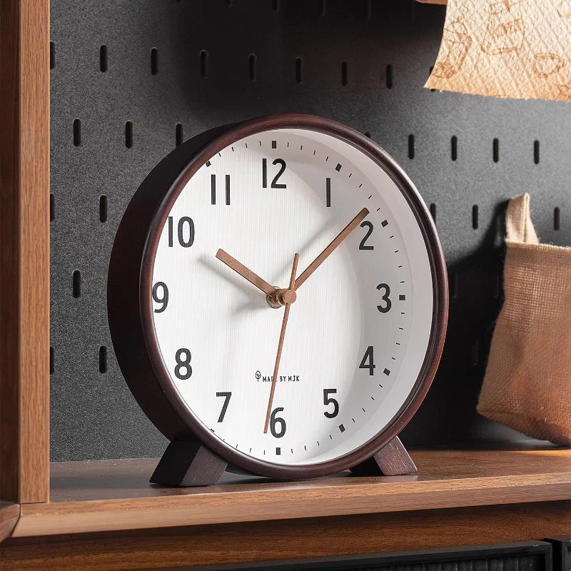Solid Wood Chinese Retro Clock New Desktop Decoration Living Room Silent Clock Placement Decoration Retro Clock Oasis Select