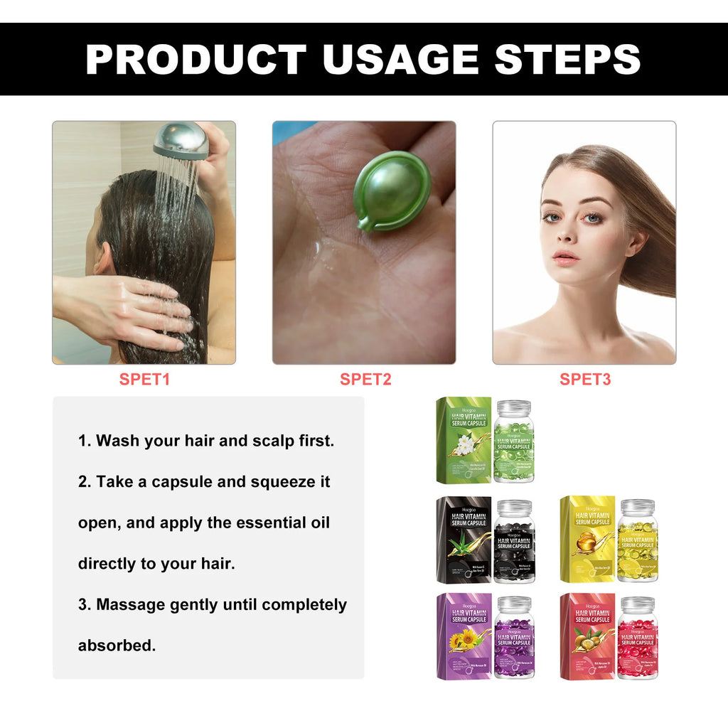 Smooth Hair Vitamin Capsule Repairing Frizzy Dry Improve Split Hair Restore Soft Shiny Moroccan Nourishing Hair Care Essence Oasis Select