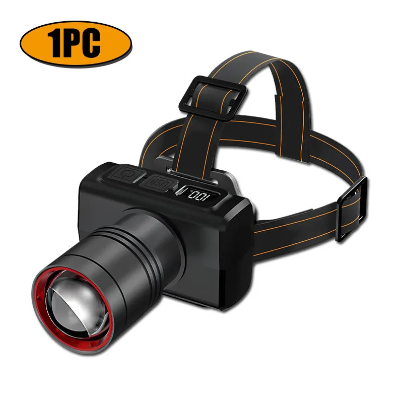 Super Bright LED Headlamp RechargeableHead Light Motion Sensor Front Led Head Flashlight Waterproof Outdoor Camping Flashing Oasis Select Black 1PC