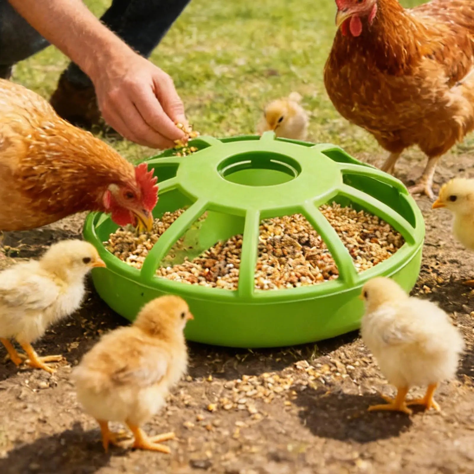 Poultry Feeder Spill Proof Non Slip UV Resistant Chicken Coop Feeder Food Storage for Parakeet Pigeon Quail Duck Home Cage Oasis Select