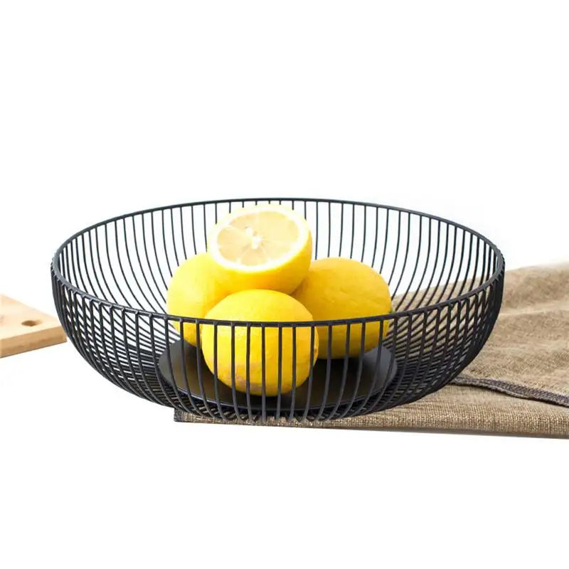 Black Storage Basket Creative European Fruit Snacks Candy Basket Desktop Bedroom Kitchen Fruit Basket Decorations Iron Hollow Oasis Select