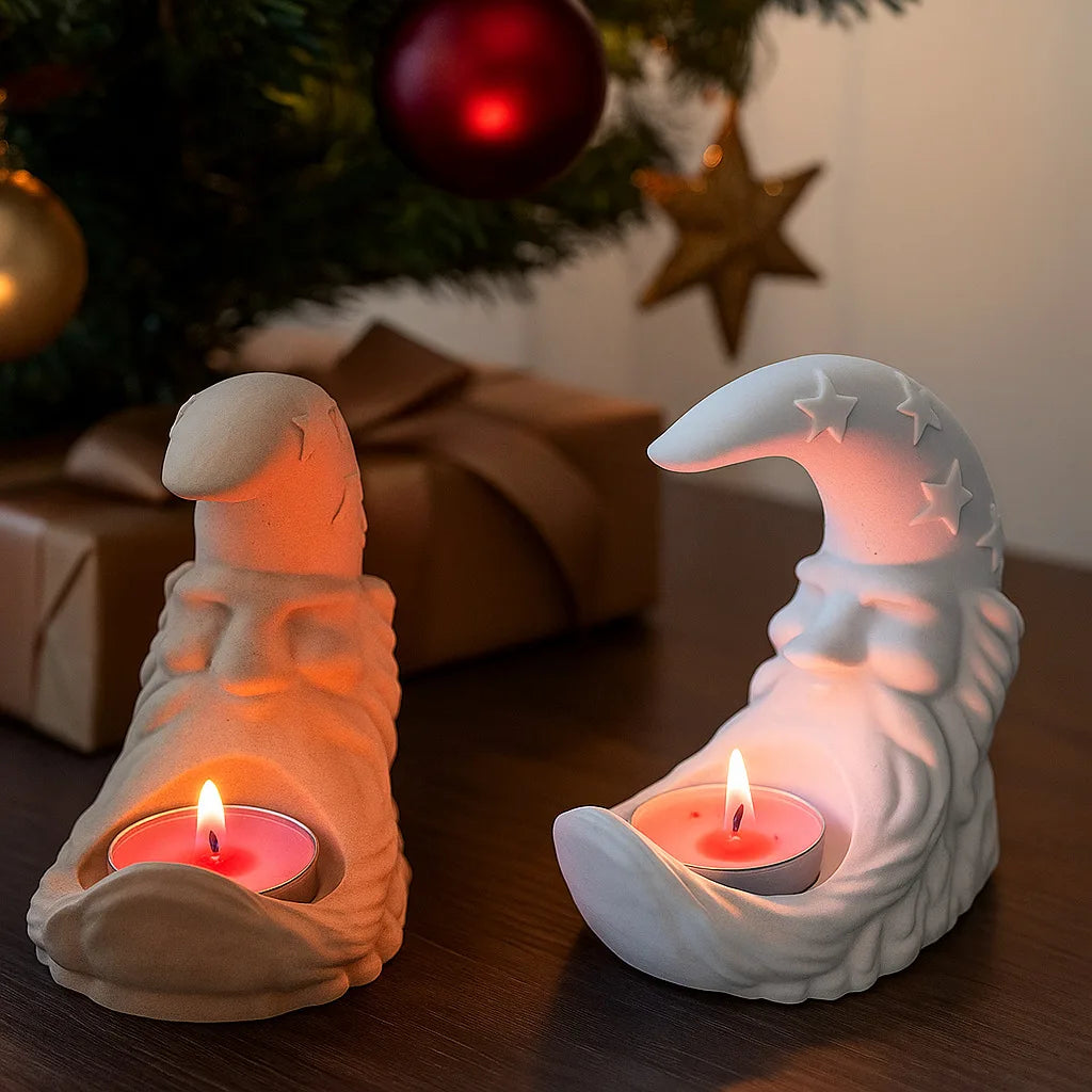 Santa Claus Moon Candlestick Silicone Molds DIY Christmas Decor Ornament Plaster Concrete Mould Scented Candle Holder Resin Mold Oasis Select