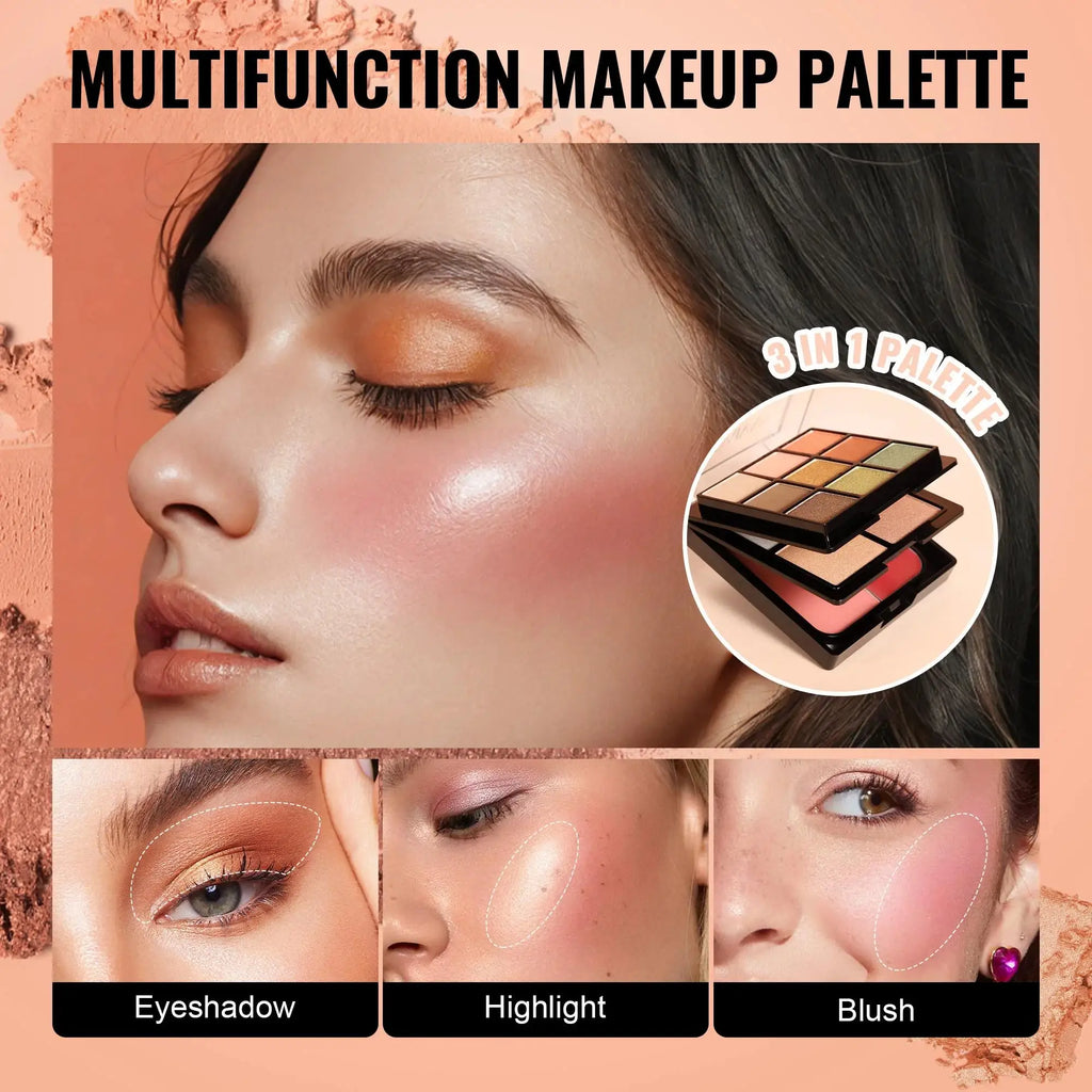 Handaiyan 3-in-1 Eyeshadow, Blush & Highlighter Palette
