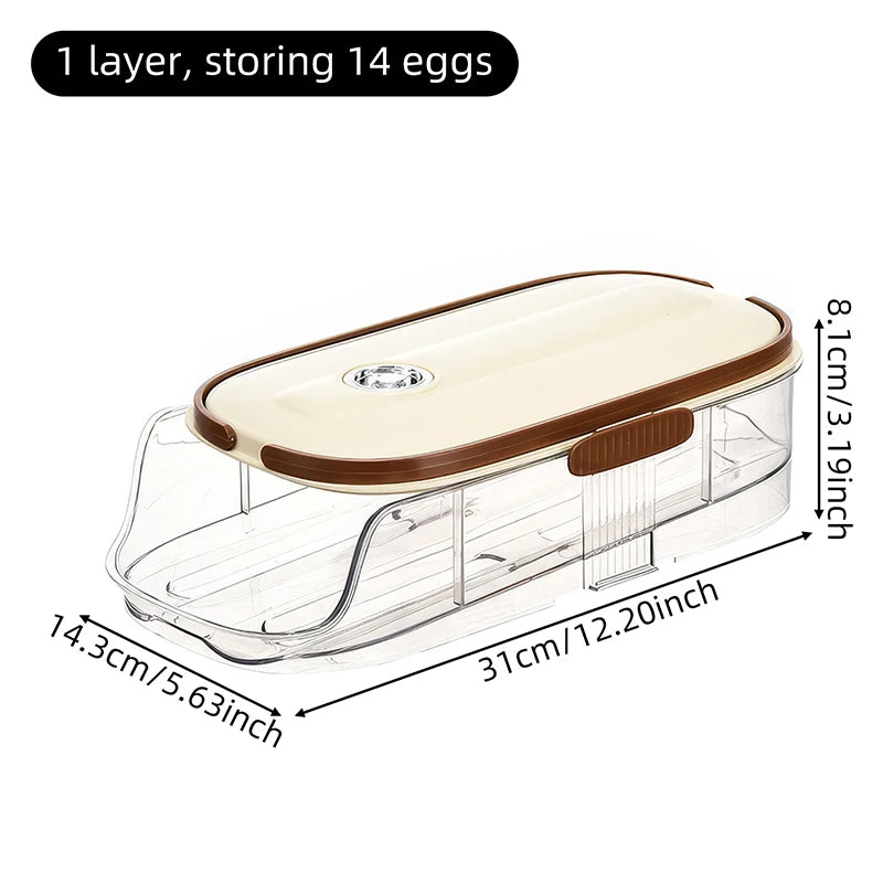 1 Pcs Egg Storage Box Automatic Rolling Refrigerator Egg Rack Storage Hand-held Egg Refrigerator Side Door Storage Rack Oasis Select Double row-1