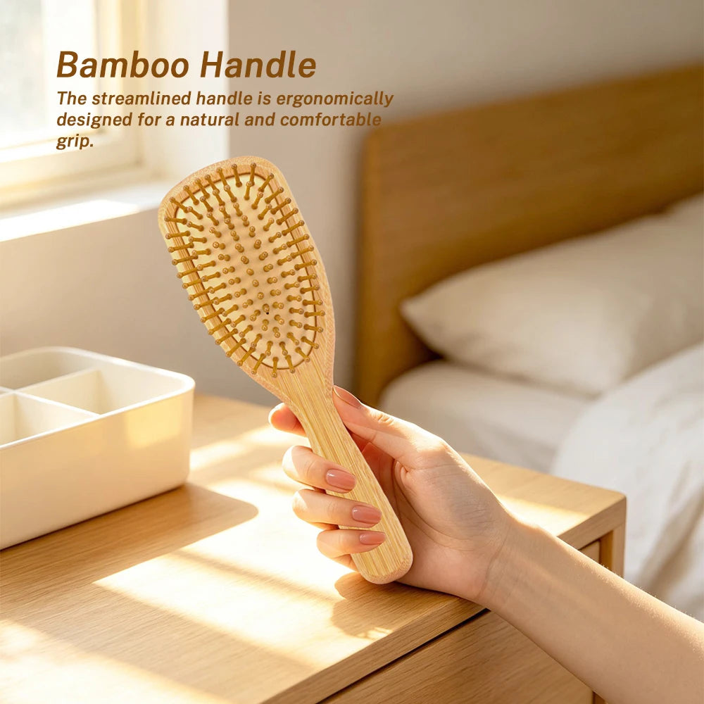 Mini Bamboo Air Cushion Hairbrush – Scalp Massage & Detangle Bamboo Hairbrush Oasis Select