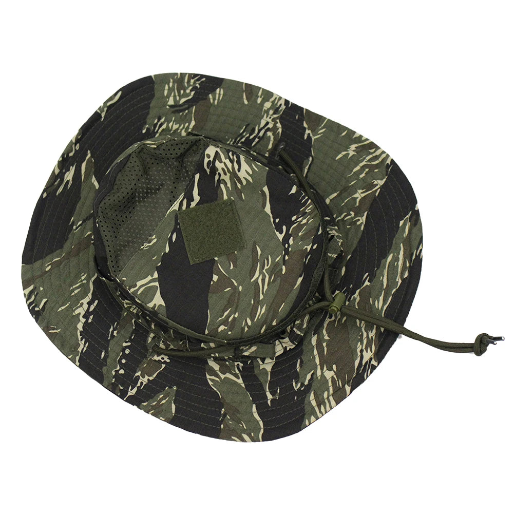 Camouflage Enthusiasts Square Pocket Camo Bonnie Cap US Bucket Benny Hats Fishing Outdoor Hiking Tactical Sun Caps Oasis Select Tiger Spot Jungle