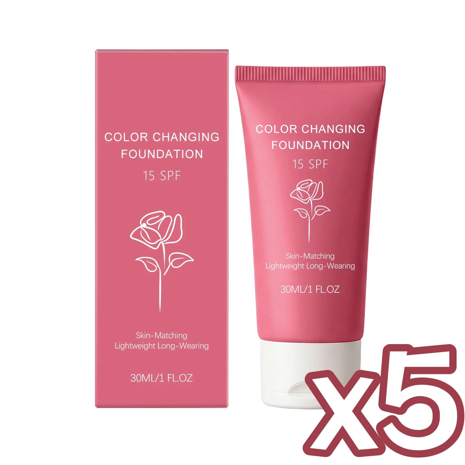 Color Changing Foundation SPF 15 | Hydrating Natural Coverage Foundation Lotion SPF Oasis Select 30g Boxed x 5PCS