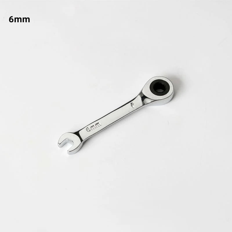 1Pcs 6-19mm 72 Tooth Short Handle Ratchet Socket Wrench CRV Quick Open Reversible Combination Stubby Spanner Auto Repair Tools Oasis Select 6mm