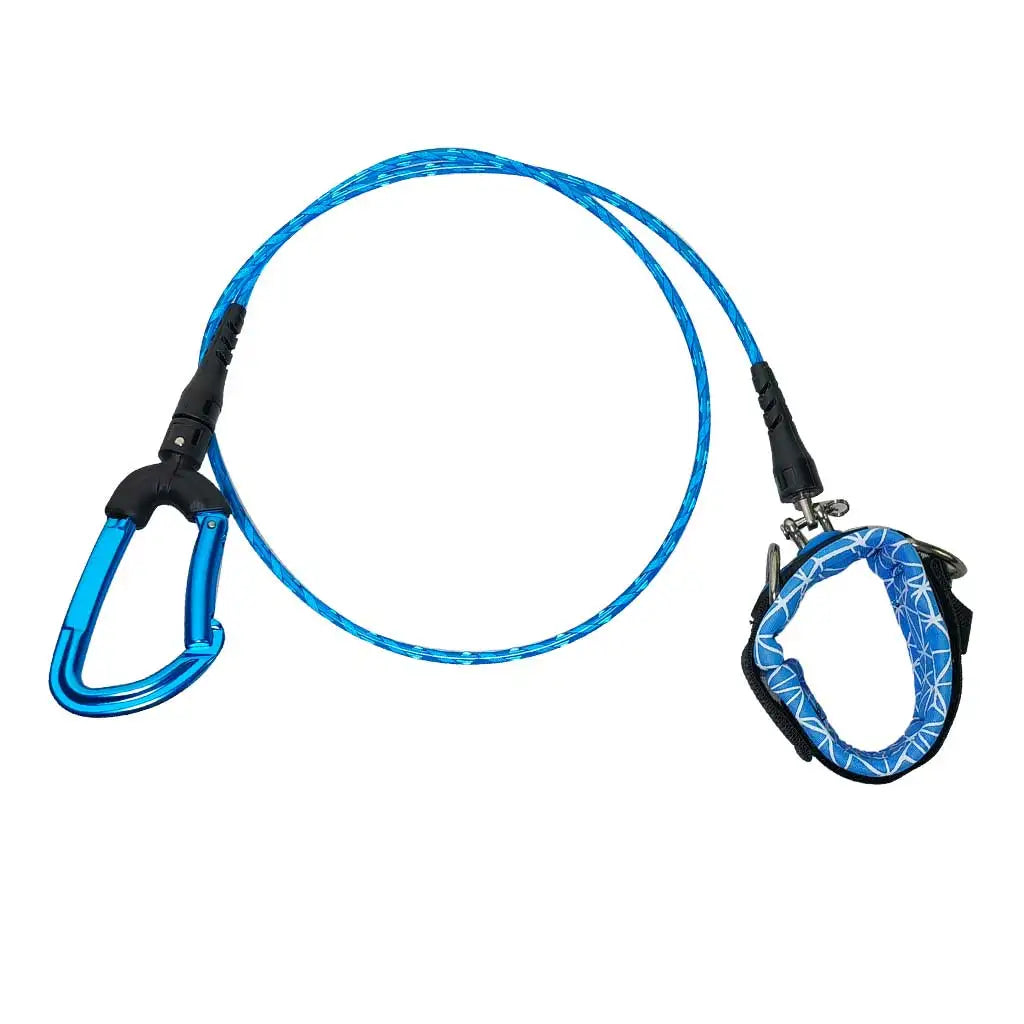 Diving Safety Lanyard Rope Durable Freediving Lanyard Leash Cable with Wristband Carabiner for Underwater Sports Oasis Select