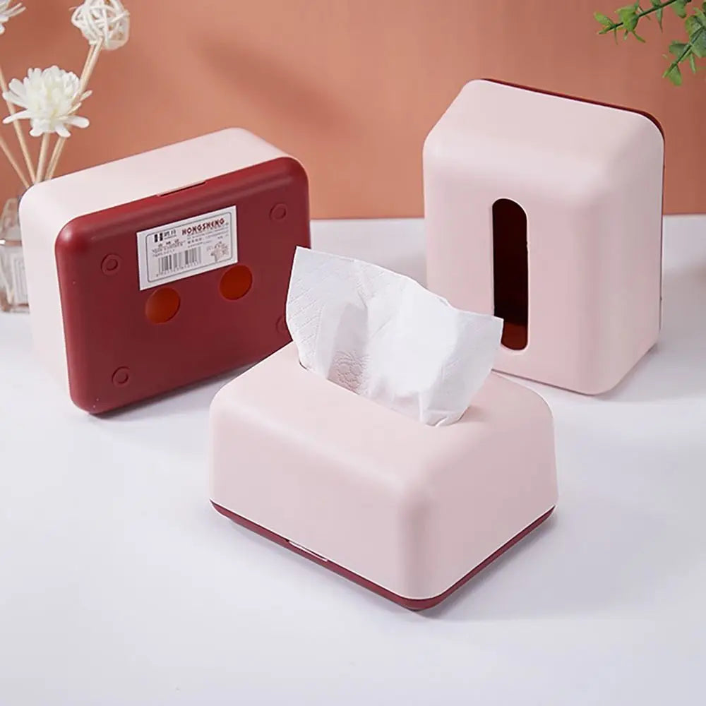 Simplicity Solid Color Napkin Holder Plastic Large Storage Tissue Case Fashion Car Tissue Box High Quality Paper Towel Box Oasis Select