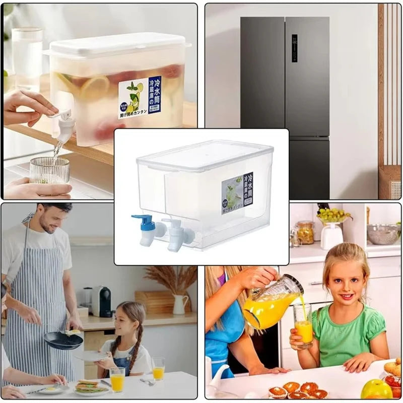 WISH 5.2L Large Capacity Water Fountain Milk Drink Beverage Dispenser Spill Proof Jug With Faucet In Refrigerator Fruit Juice Oasis Select