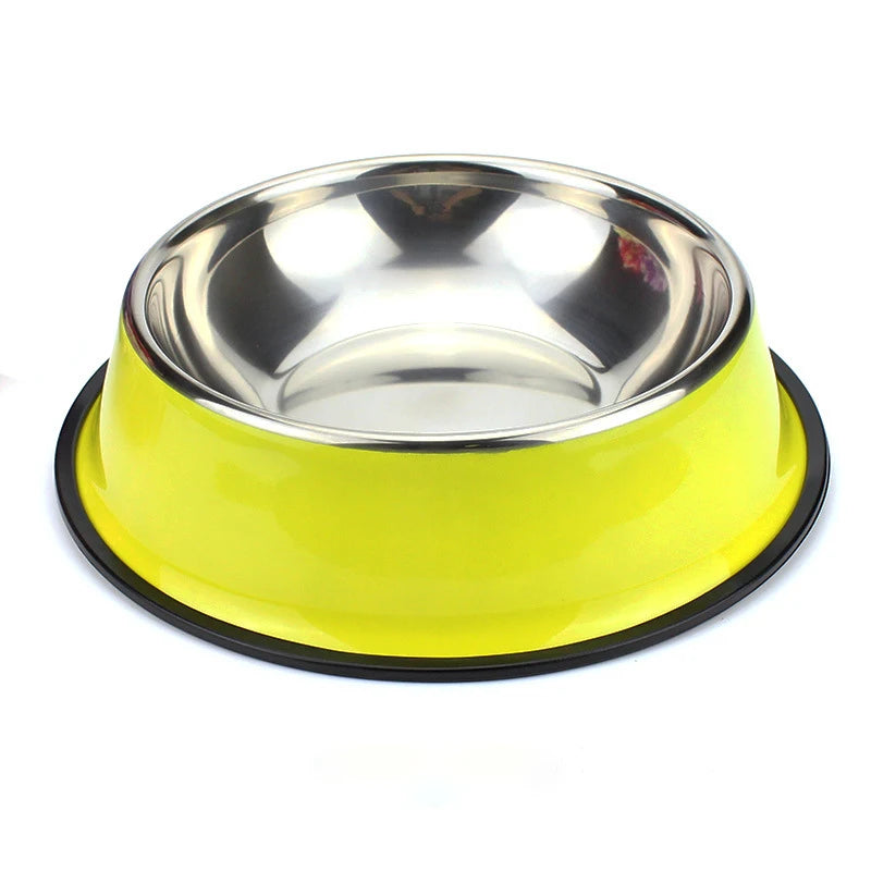 Stainless Cat Bowls Pet Steel Bowl Set Food Water Bowl for Dogs and Cats Anti-skid Cats Supplies Oasis Select Yellow 22cm