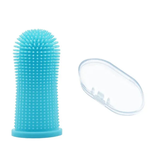 Dog Super Soft pet Finger Toothbrush Teeth Cleaning Breath Care Nontoxic Silicone Tooth Brush Cat dog toothbrush pet products Oasis Select 1pc-blue