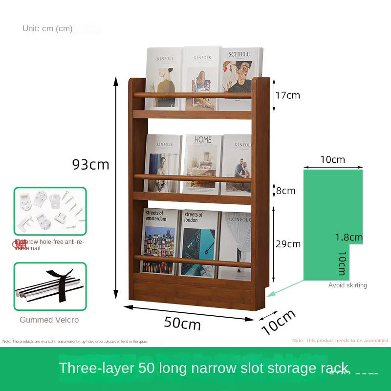 Behind the door, there is a small bookshelf, a multi-layer solid wood ultra-thin bookcase, a newspaper rack, a narrow slit child Oasis Select Four layers50cm