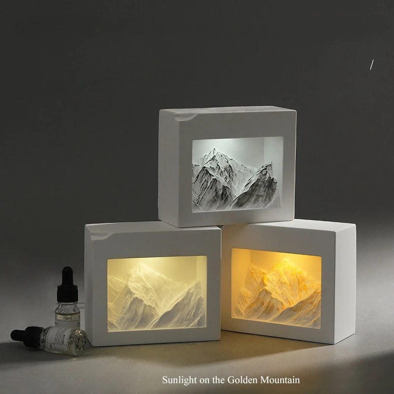 USB Aroma Diffuser Snow Mountain Stone Essential Oil Diffuser Aromatherapy Gift Box with 3 Color LED Light Home Fragrance Oasis Select