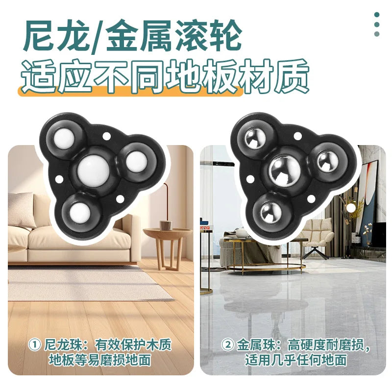 4PCS Universal Wheel 360°Rotation Pulley Self Adhesive Caster Stainless Steel Mini Swivel Wheels for Furniture Cabinet Trash Can Oasis Select