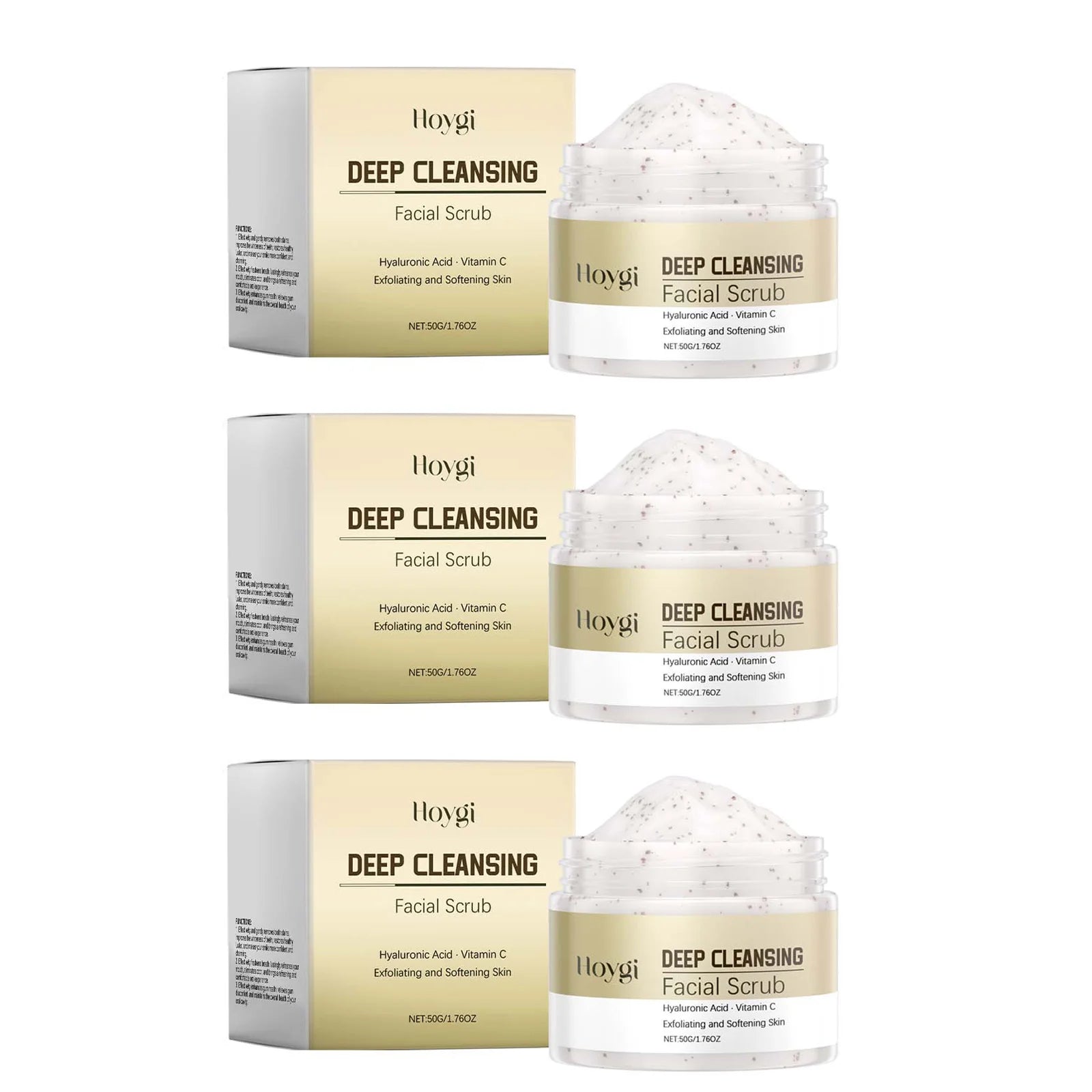 Deep Cleansing Facial Scrub Exfoliating Facial Cleansing & Pore Refining Removal Dead Skin Oil Control Smooth Hydrated Skin Oasis Select 3 x 50g Boxed