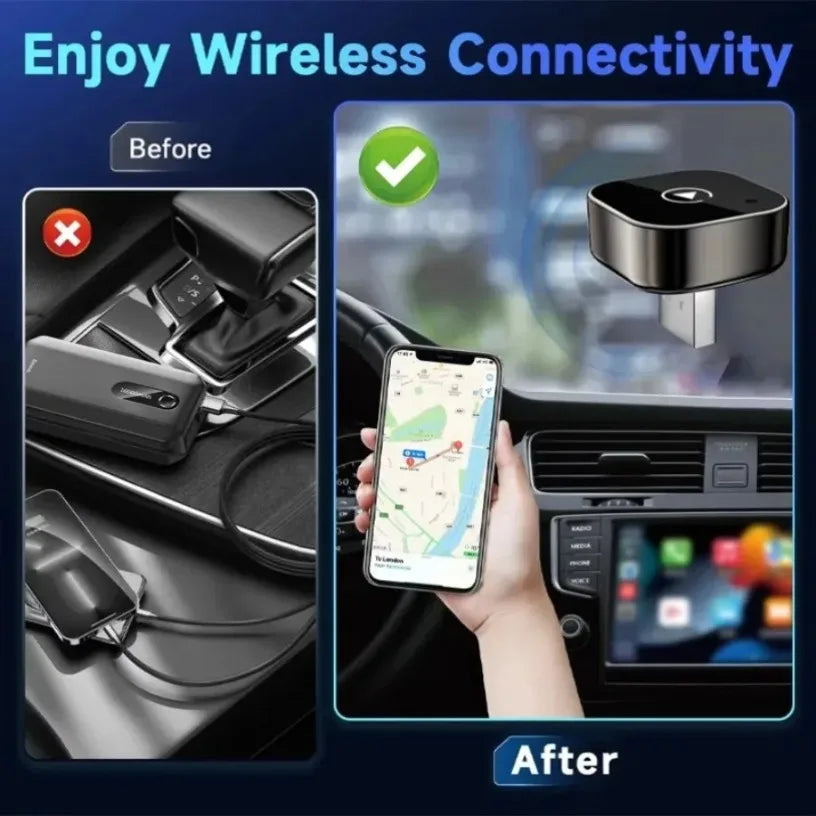 Wireless CarPlay & Android Auto Adapter Universal Plug & Play USB Dongle MiNi for VW, Toyota, Nissan, Honda, Ford, Benz & More Oasis Select