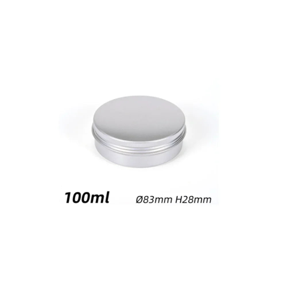 5ml-250ml Cosmetic Aluminum Cans Aluminum Boxes Silver Aluminum Tins Cans Screw Top Round Candle Spice Tins Cans Lid Containers Oasis Select 100ml