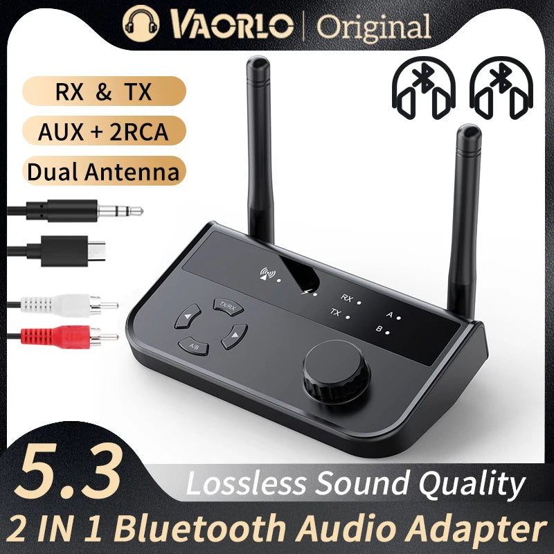 2 In 1 Bluetooth 5.3 Audio Receiver Transmitter 3.5mm Aux Jack RCA Stereo Music Wireless Adapter Dongle for TV Car PC Headphones Oasis Select