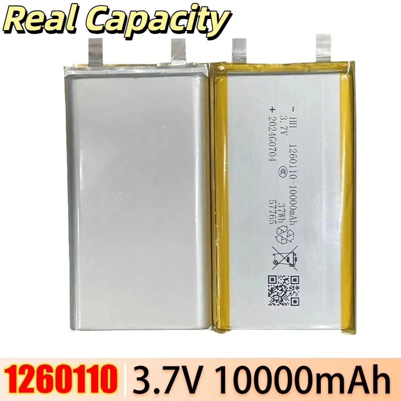 3.7V 10000mAh 1260110 Battery Lithium Polymer Batteries Lipo Li-Po Rechargeable Cells for Power Bank Laptop Camping Lights Diy Oasis Select 3PCS with wire