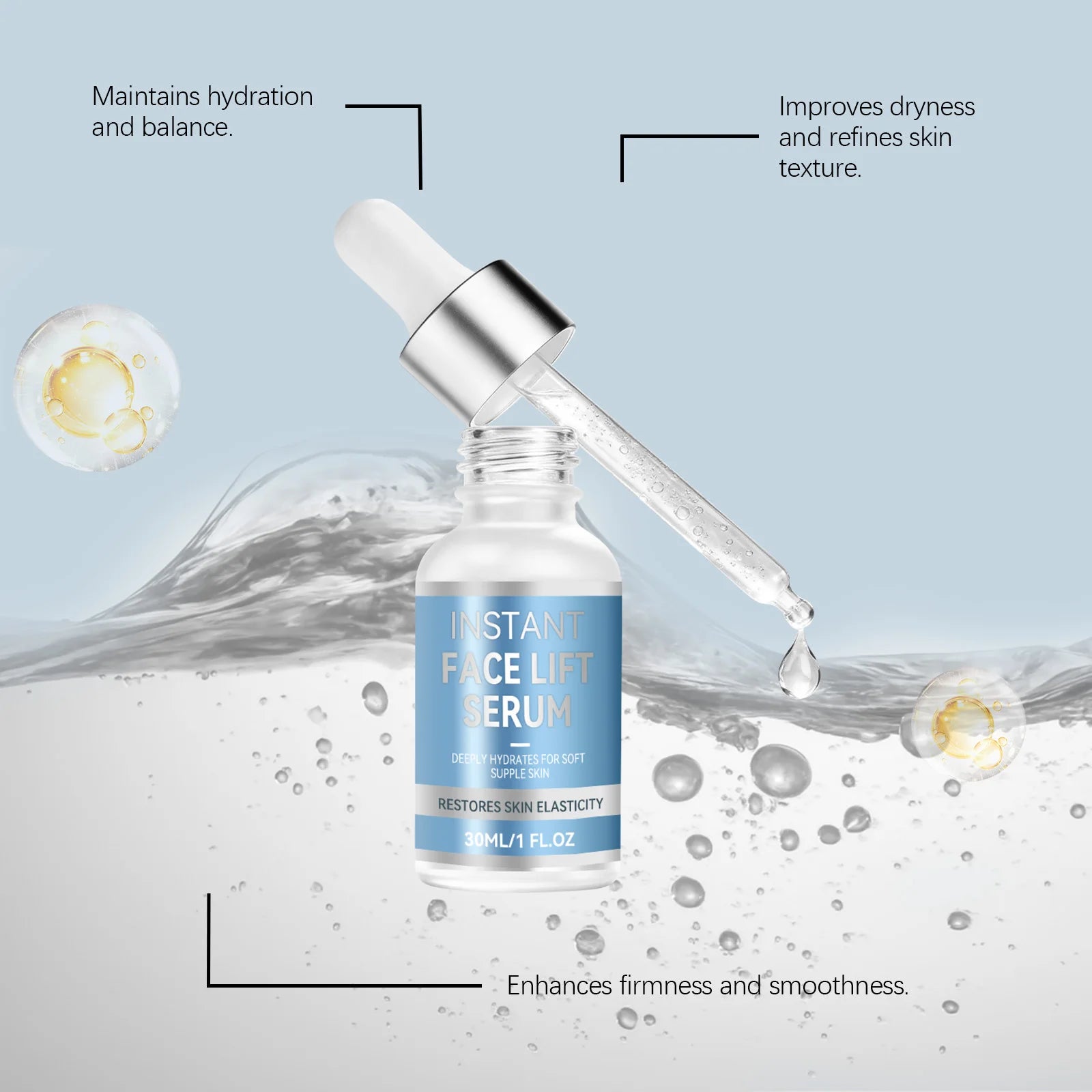 Facial Serum Refreshing Deep Moisturizing Hydrating Smooth Soft Skin Improve Elasticity Brighten Glow Daily Skin Glow Serum 30ml Oasis Select