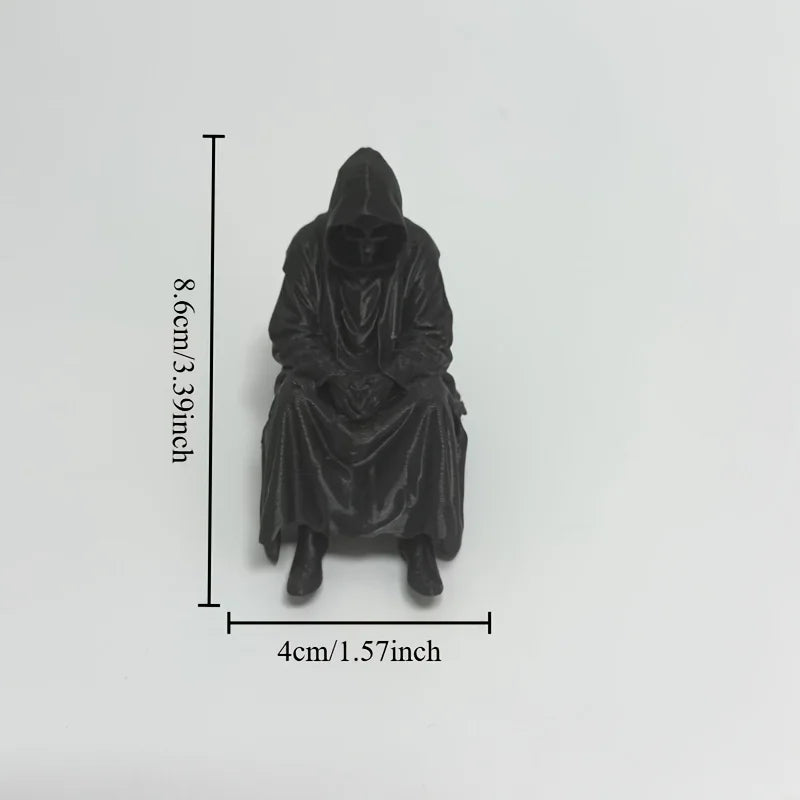 Sad Black Hooded Skull Miniature Gothic Figurine Home Desktop Handicrafts Ornaments Sitting Reaper Ornament Home Decoration Gift Oasis Select Sad Death Reaper