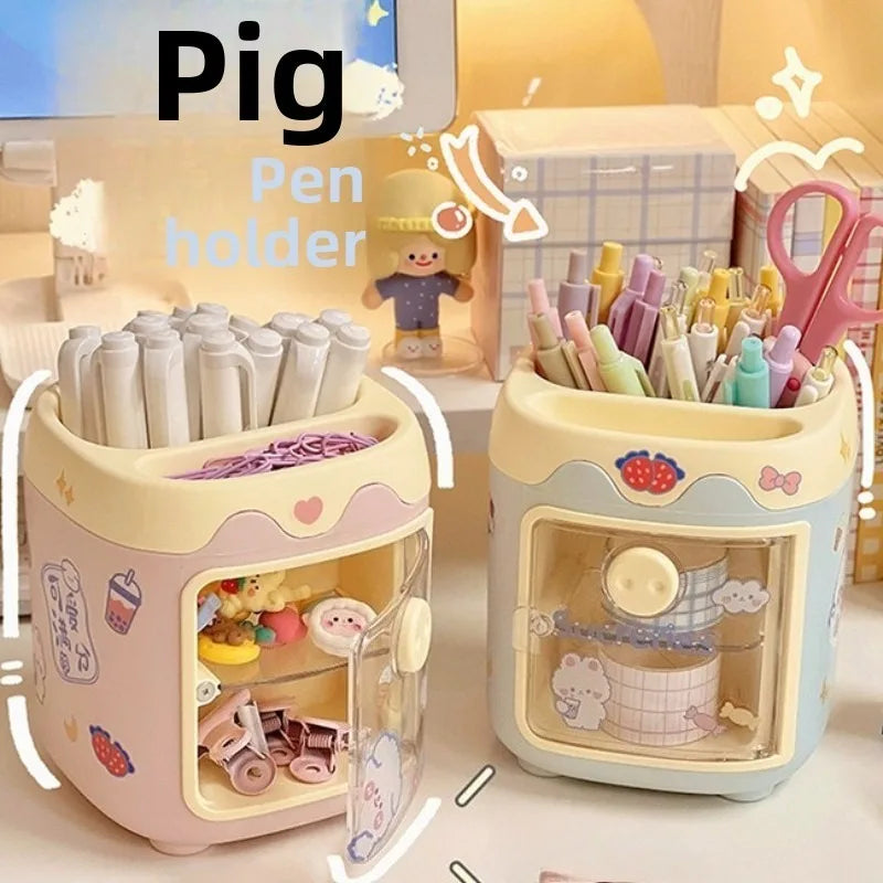 1pcs Creative Cartoon Multi Grid Pen Holder Student's Favorite Multifunctional Storage Box with Grid Desktop Stationery Box Oasis Select