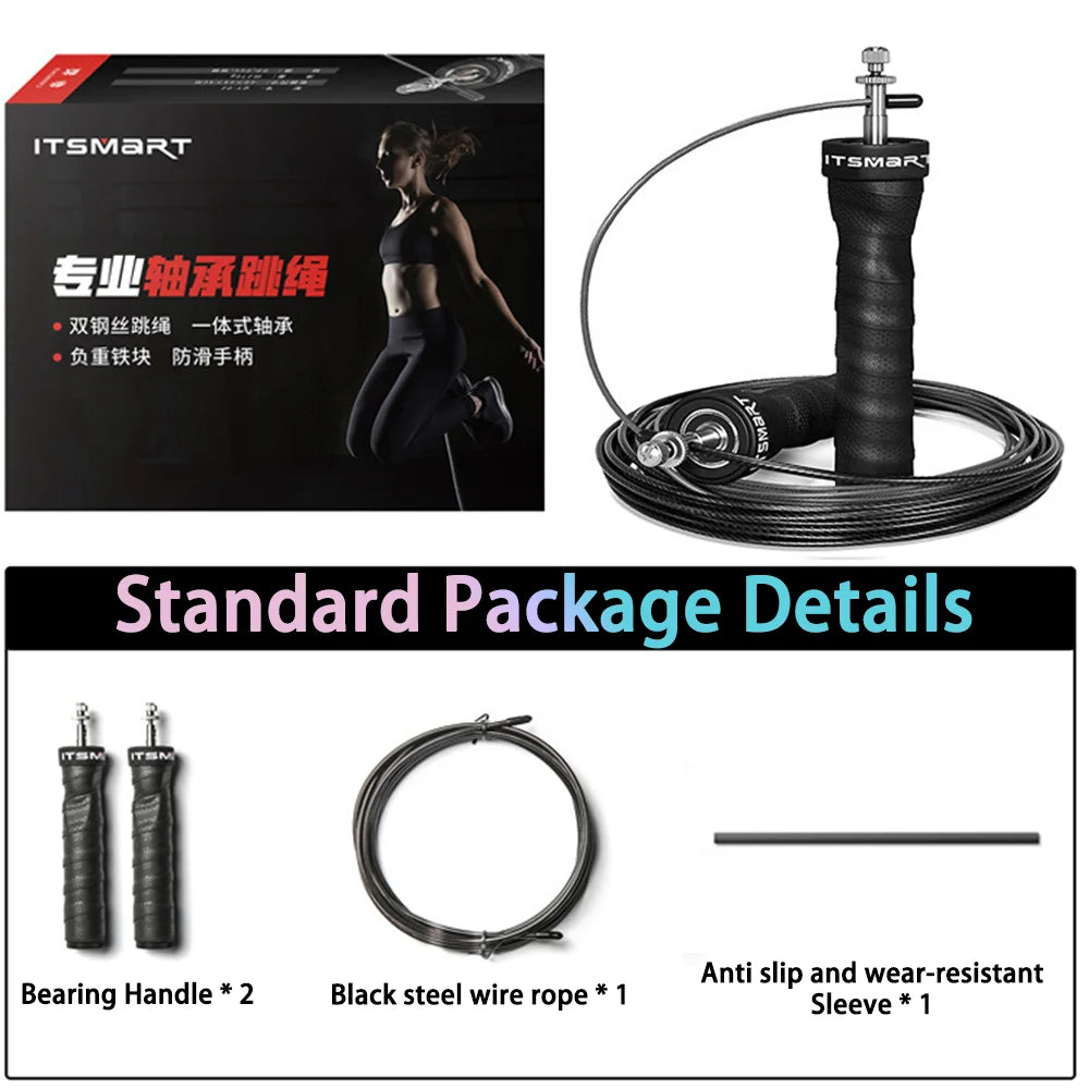 1 set of steel wire skipping rope for fitness and physical training, sports carbon steel bearings for adjustable skipping rope Oasis Select Standard style