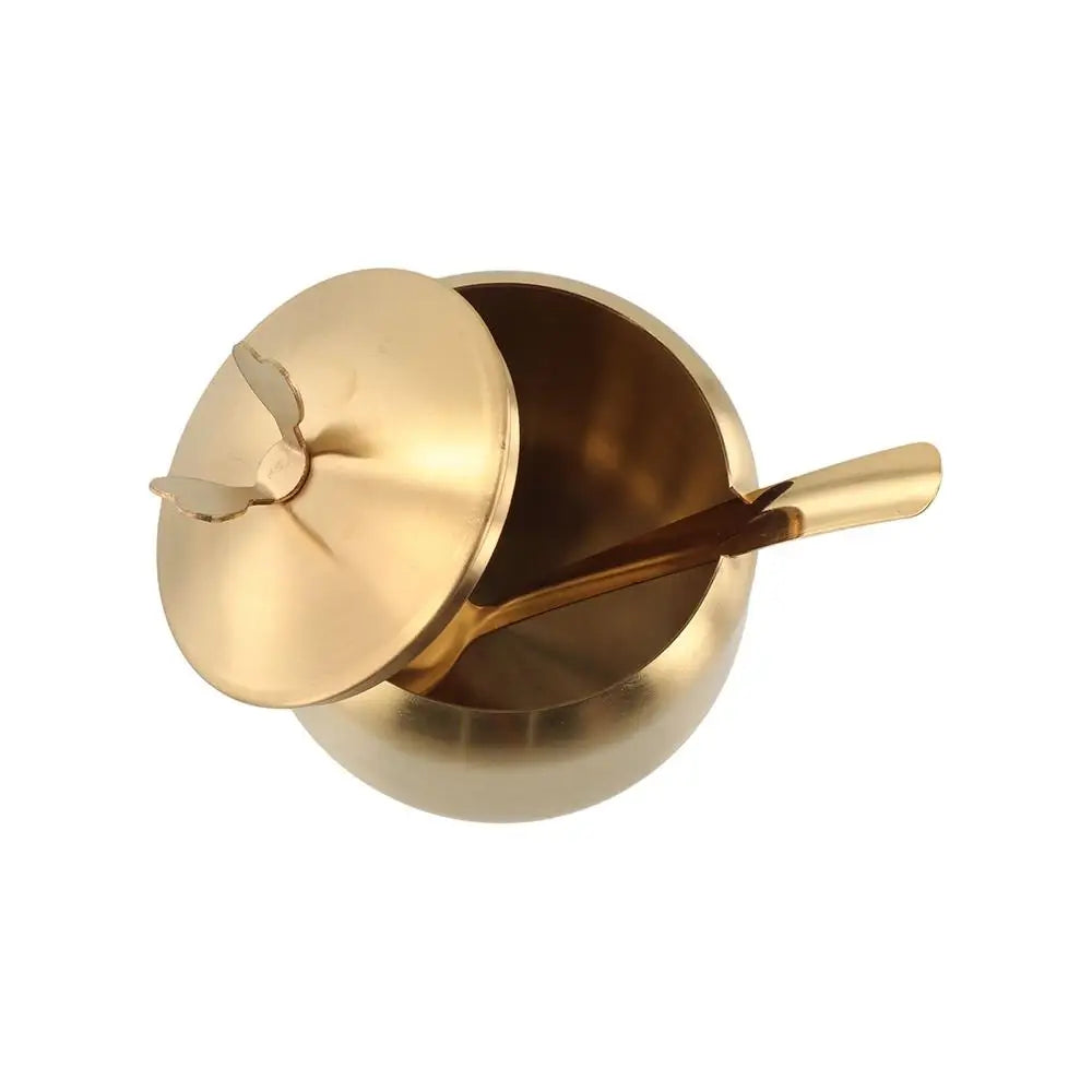 Stainless Steel Sugar Bowl with Lid & Spoon | Gold & Silver Sugar Bowl & Spice Jar Oasis Select