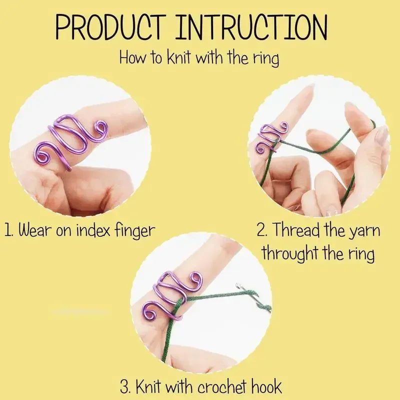 Adjustable Knitting Crochet Loop Ring Knittied Yarn Guide Hook Finger Faster Holder Thimble Crocheters Thread Ring Sewing Tools Oasis Select