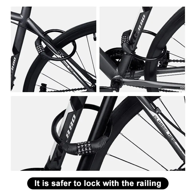 Bike Lock Mountain Bike Portable Security 4-digit Code Bike Lock for Bicycle Motorcycle Scooter Oasis Select