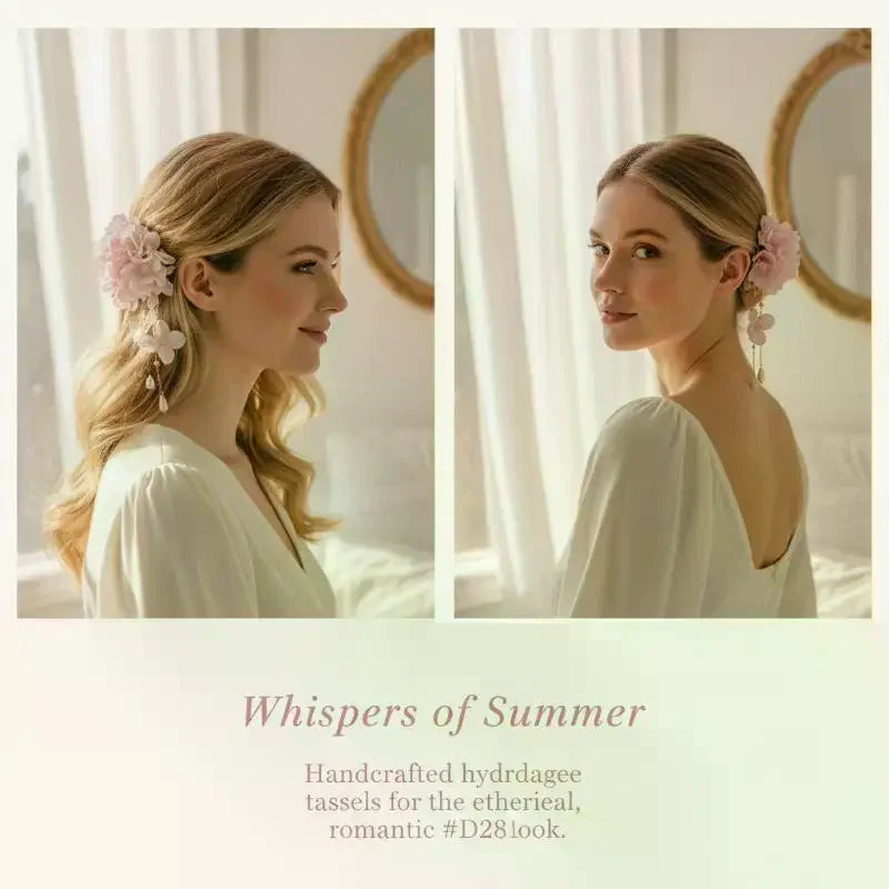 Fabric Flower Tassel Pearl Hair Clips – Women & Girls
