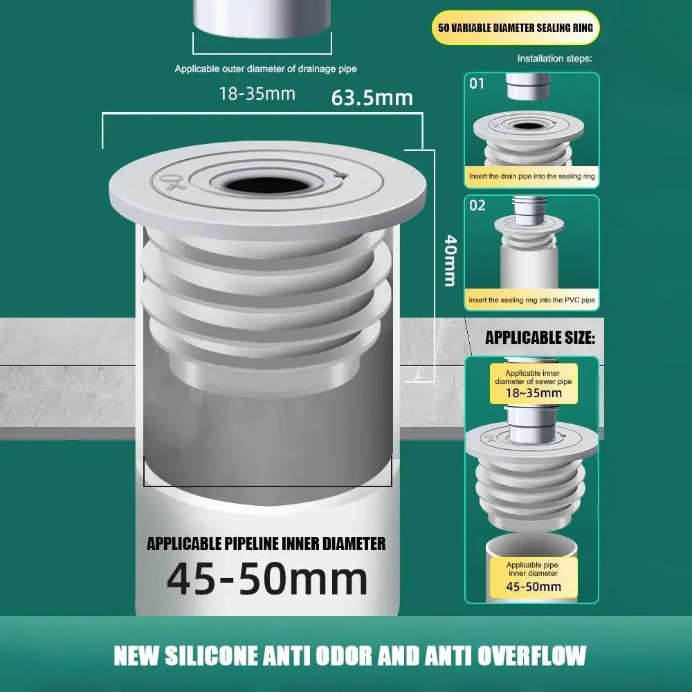 Durable Anti Odor Washbasin Floor Drain Core Shower Drainer Sewer Strainer Plug Insect Prevention Water Pipe Connector Oasis Select 45-50mm-Type1