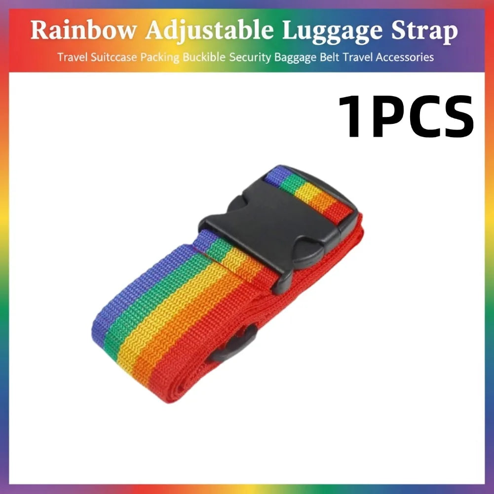 Rainbow Adjustable Luggage Strap – Secure Travel Suitcase Belt