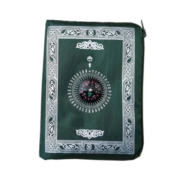 2/1pcs Prayer Rug Polyester Portable Braided Mats Simply Print with Compass In Pouch Travel Home New Style Mat Blanket 100x60cm Oasis Select Deep Green 60X100CM