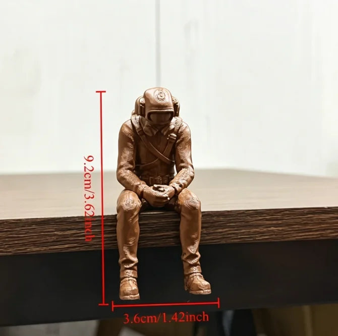 Nautical Deep Sea Diver Figurine Seated Scuba 3D Printed Diver Home Desk Statue Handicraft Ornament Ocean Theme Home Decor Gifts Oasis Select Diver Brown