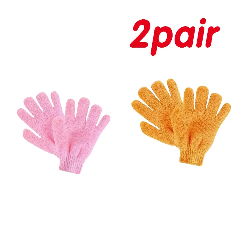 1 2pair Five Fingers Bath Gloves Household Shower Scrub Body Wash