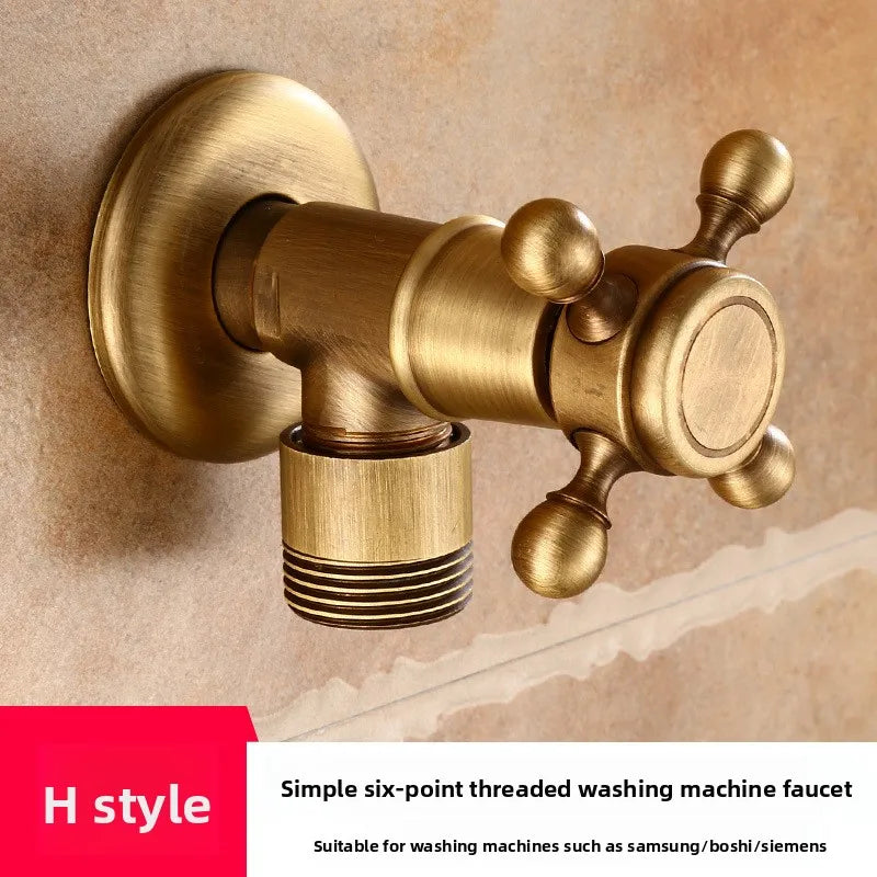 Vintage Solid Brass Single Handle Faucet for Washing Machine Wall Mounted Water Tap Oasis Select C