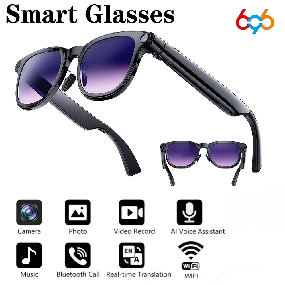 Smart Glasses AI Assistant Real-time Translation Eyewear Camera Bluetooth Call Sunglasses Shoot Audio Video Music Player Men Oasis Select