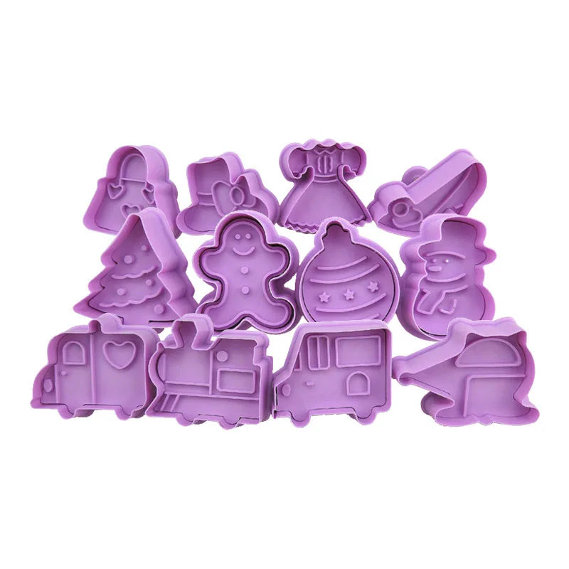 3D Cartoon Cookie Cutter Stamp Set – 4-Piece DIY Baking Mould Cookie Cutter Mould Set Oasis Select