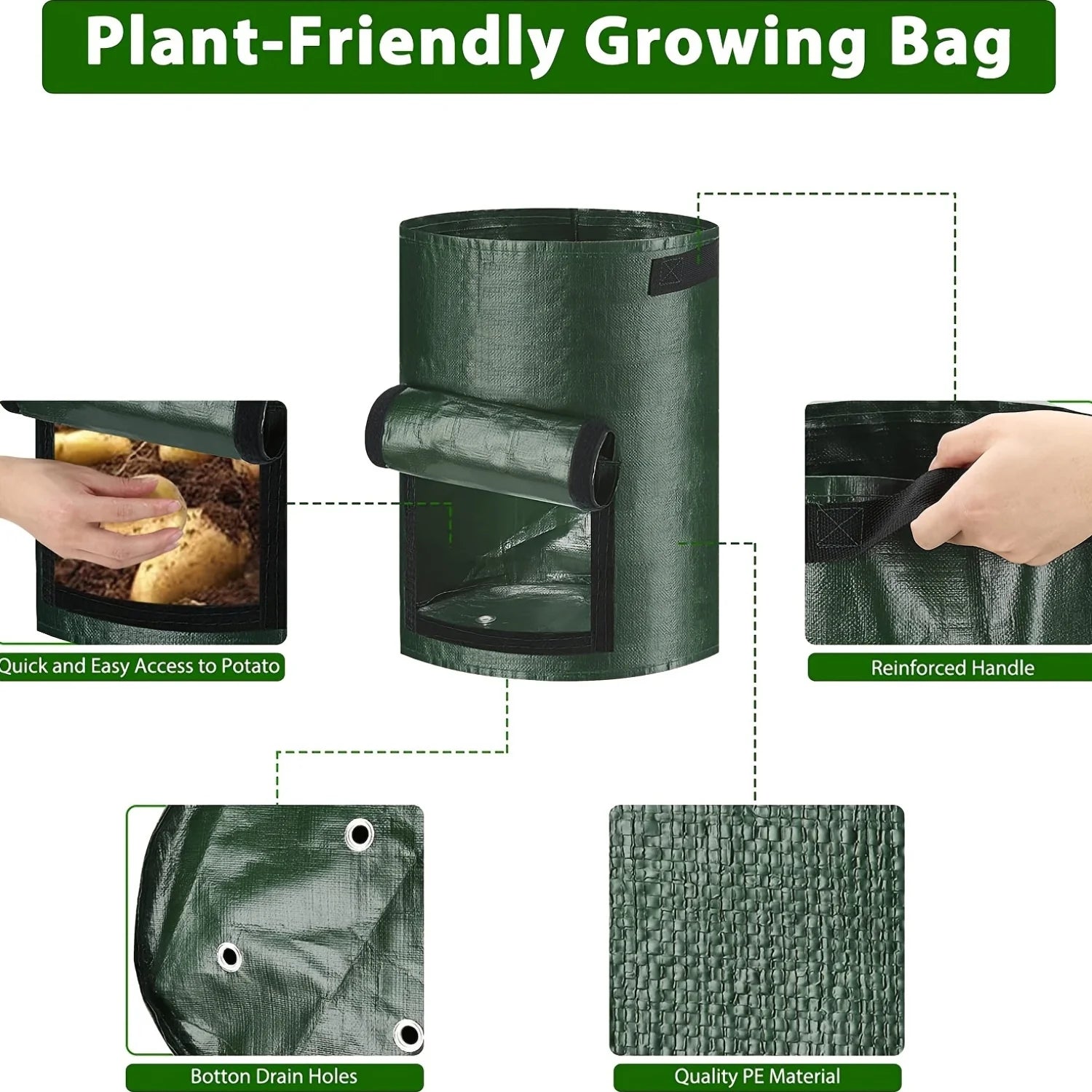 4PCSPotato Planting Bag,Breathable for Horticultural Cultivation of Vegetables and Fruits,Used for Planting Potatoes and Carrots Oasis Select