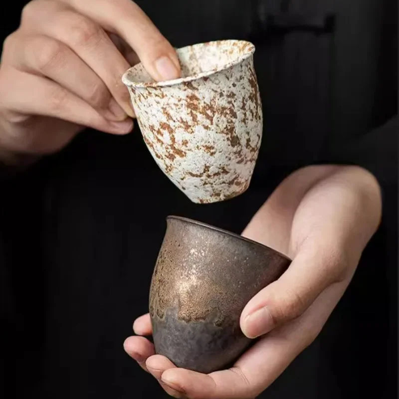 Ceramic Tea Cup Household Gilded Rust Glazed Master Cup Kung Fu Tea Set Accessories Oasis Select