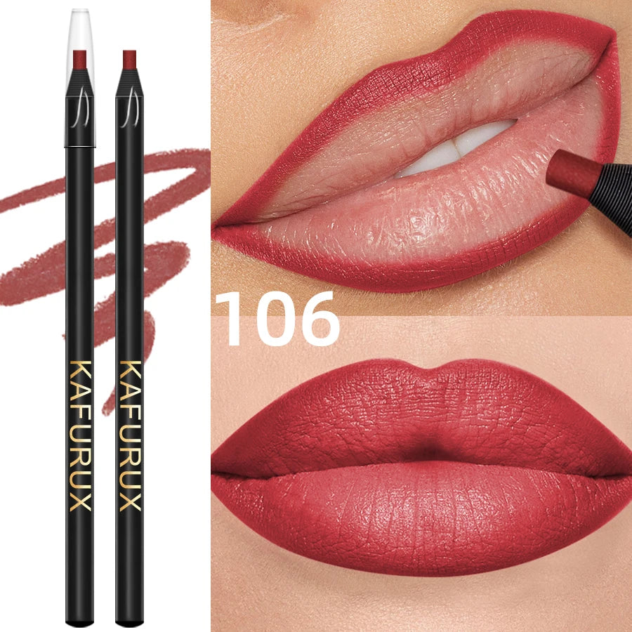 KAFURUX Waterproof Matte Lip Liner | 12 Colors, Long-Lasting