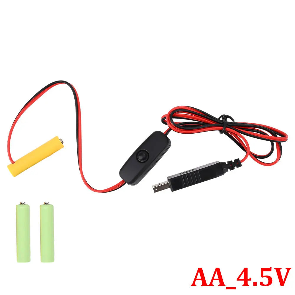 Universal 3/4.5/6V AA AAA Battery USB Power Supply Replaced AA/AAA Battery Replacement Cable for Clock Toy Light LED With Switch Oasis Select AA-4.5V