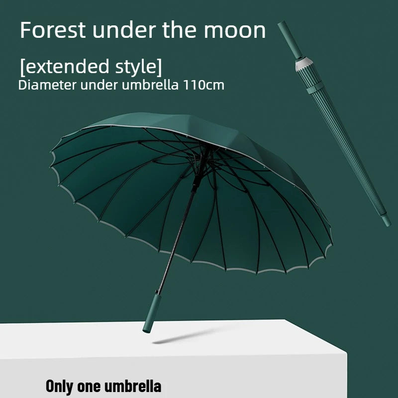 1pcs Long Handled Umbrellas for Two or Three People Extra Large Reinforced Thick Sturdy Wind Resistant and Maillard Resistant Oasis Select Forest 24 bone L full-fiber 24K