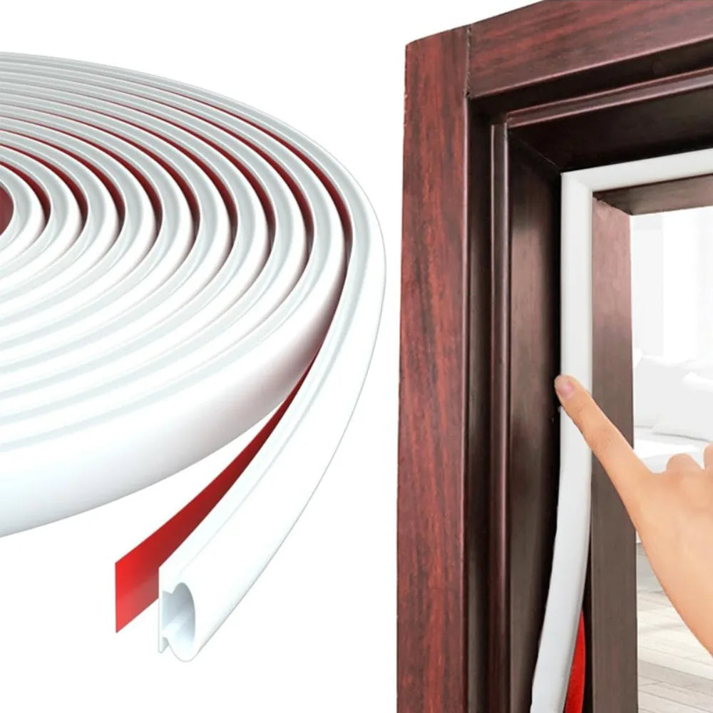 6m Soundproofing Weather Stripping Rubber D-Shape Door Frame Insulation Self-adhesive Windproof Draught Excluder Household Oasis Select White