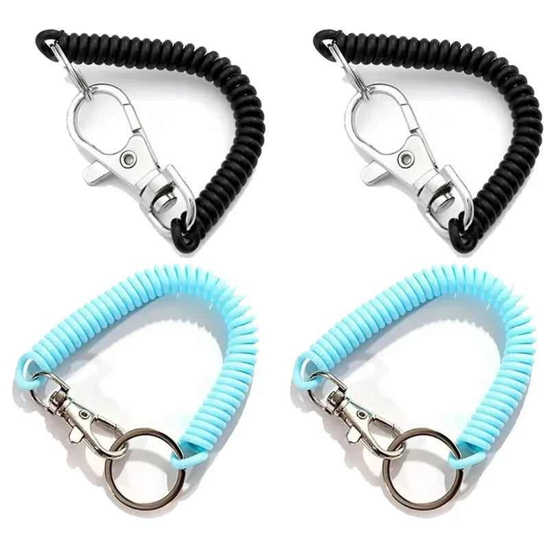 1/2/4pcs Spiral Telescopic Spring Coil Keychain Anti-Theft And Anti Loss Pull Rope Safety Keyring, With Metal Lobster Buckle Oasis Select Mix-4pcs 1
